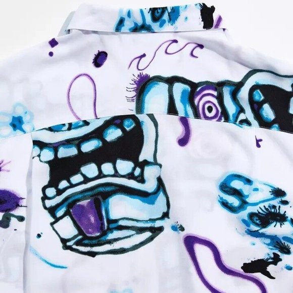 Urban Outfitters UO Face Print Short Sleeve Button-Down Shirt Men's XL - Picture 4 of 5